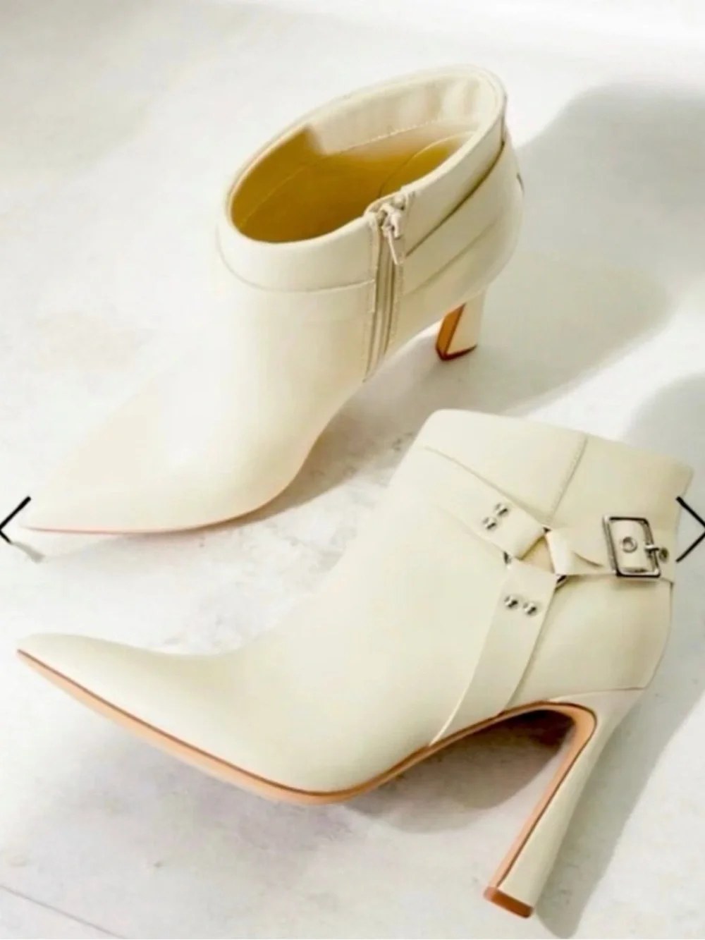 SHOE DAZZLE HENDRIX color Birch Pointed-Toe High-Heel Ankle Boots Size:8.5